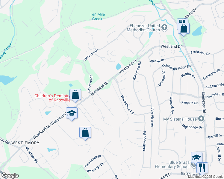 map of restaurants, bars, coffee shops, grocery stores, and more near 1105 Coile Lane in Knoxville