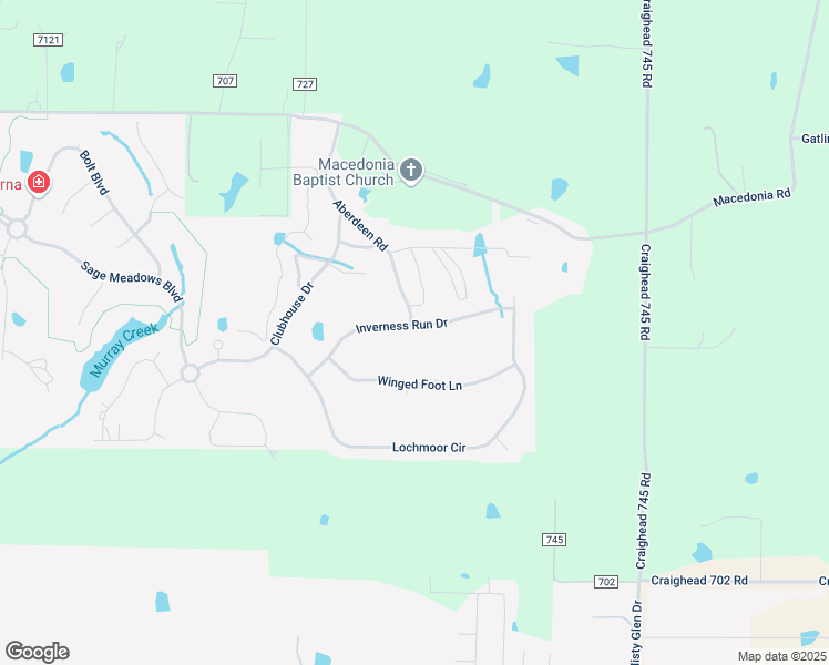 map of restaurants, bars, coffee shops, grocery stores, and more near 4801 Inverness Run Drive in Jonesboro