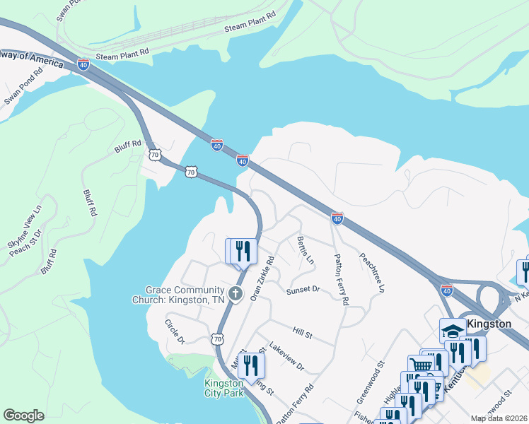 map of restaurants, bars, coffee shops, grocery stores, and more near 930 West Race Street in Kingston