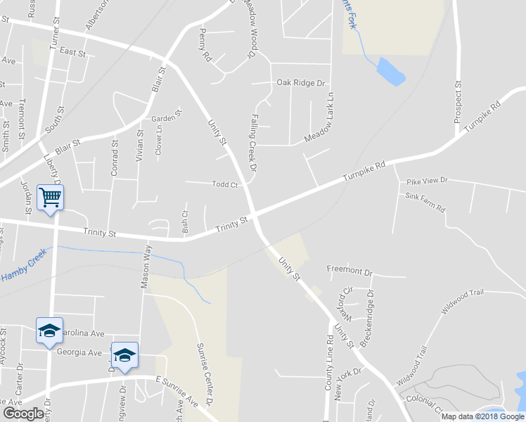 map of restaurants, bars, coffee shops, grocery stores, and more near 1311 Trinity Street in Thomasville