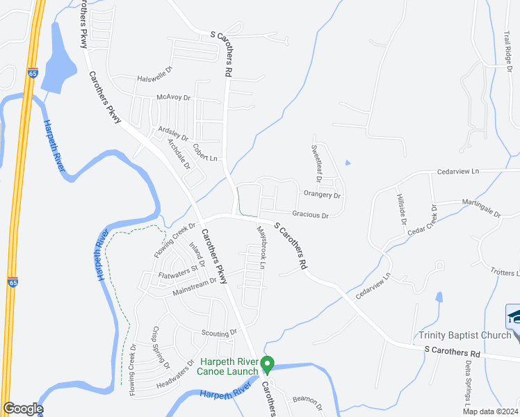 map of restaurants, bars, coffee shops, grocery stores, and more near 1023 Honey Bush Circle in Franklin