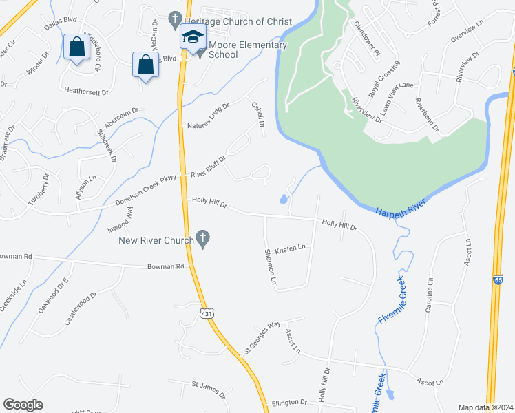 map of restaurants, bars, coffee shops, grocery stores, and more near 1115 Holly Hill Drive in Franklin