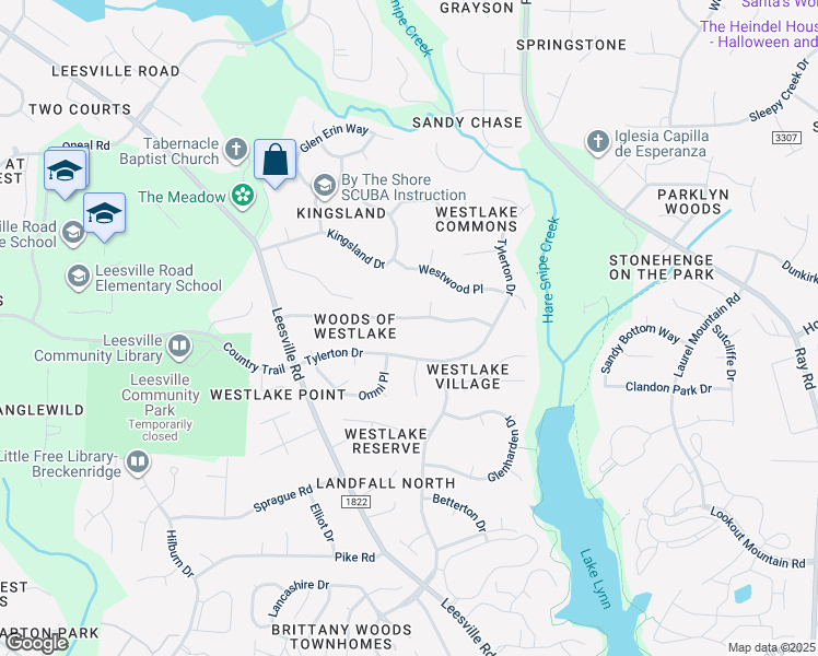 map of restaurants, bars, coffee shops, grocery stores, and more near 4205 Worley Drive in Raleigh