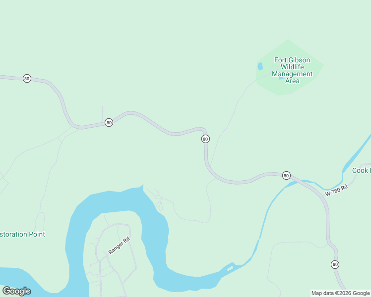 map of restaurants, bars, coffee shops, grocery stores, and more near 19982 Oklahoma 80 in Hulbert