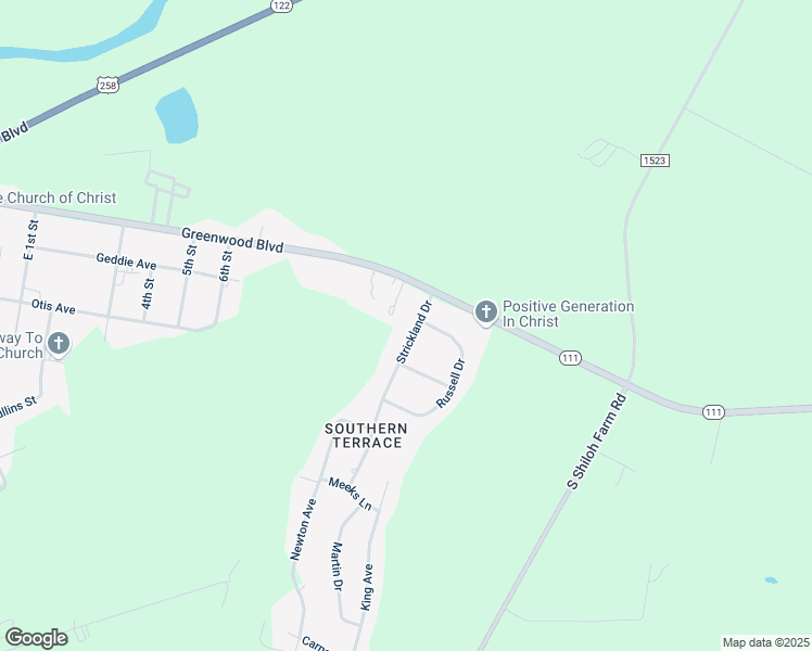 map of restaurants, bars, coffee shops, grocery stores, and more near 201 Strickland Drive in Princeville