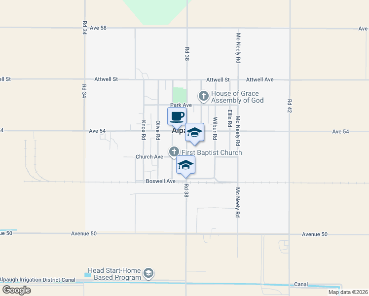 map of restaurants, bars, coffee shops, grocery stores, and more near 5333 Tule Road in Alpaugh