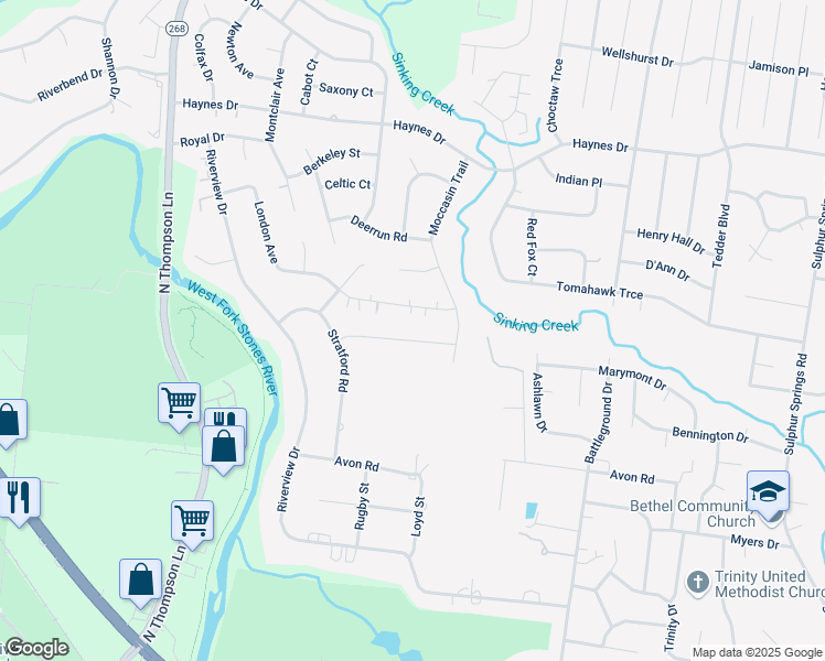 map of restaurants, bars, coffee shops, grocery stores, and more near 2041 Nelson Lane in Murfreesboro