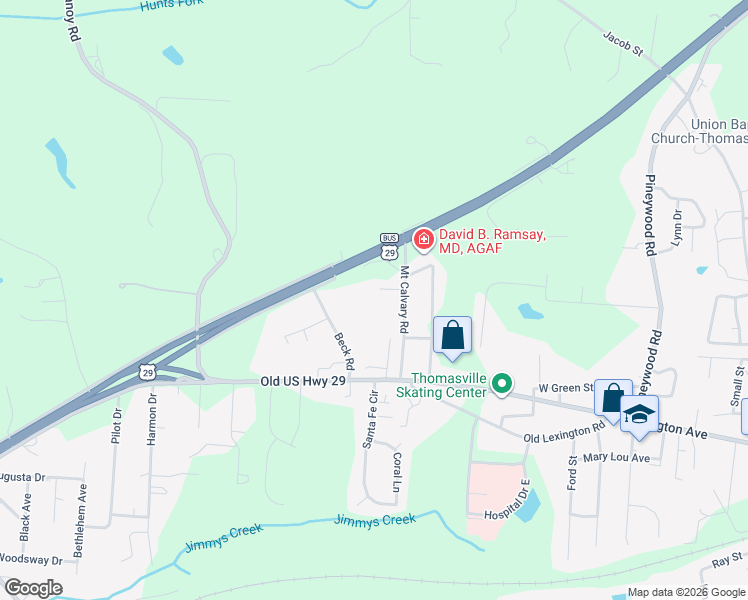 map of restaurants, bars, coffee shops, grocery stores, and more near 122 Mount Calvary Road in Thomasville