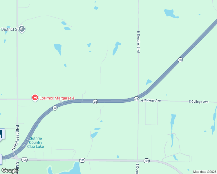 map of restaurants, bars, coffee shops, grocery stores, and more near 3910-4174 East College Avenue in Guthrie