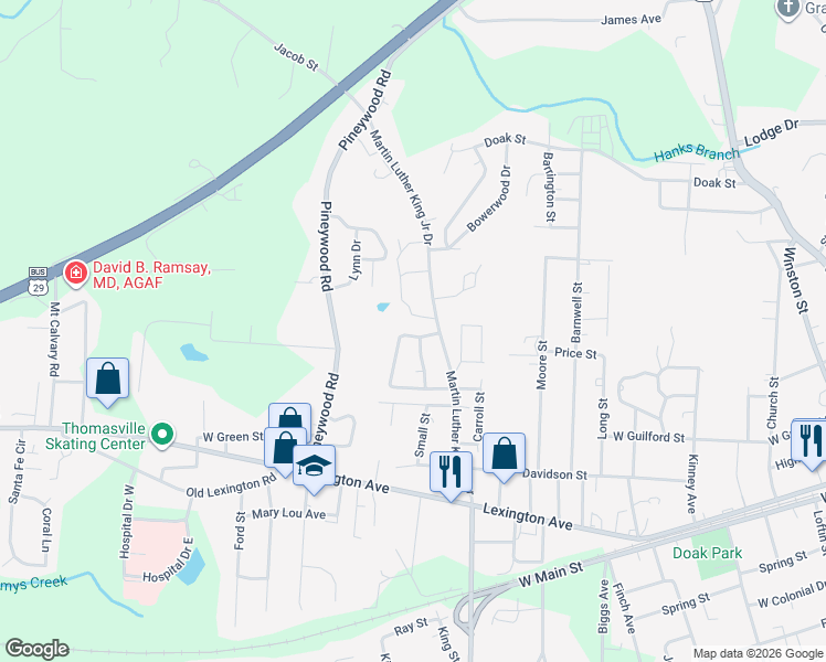 map of restaurants, bars, coffee shops, grocery stores, and more near 708 Martin Luther King Junior Drive in Thomasville