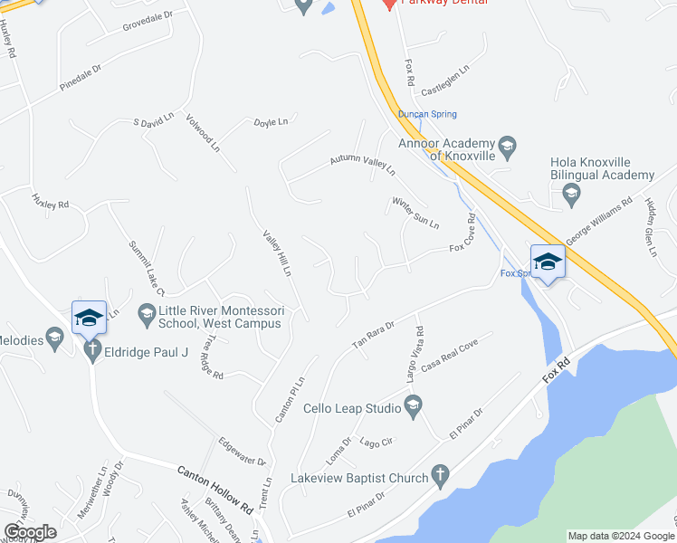 map of restaurants, bars, coffee shops, grocery stores, and more near 644 Blowing Rock Lane in Knoxville