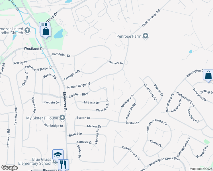 map of restaurants, bars, coffee shops, grocery stores, and more near 1412 Clear Brook Drive in Knoxville