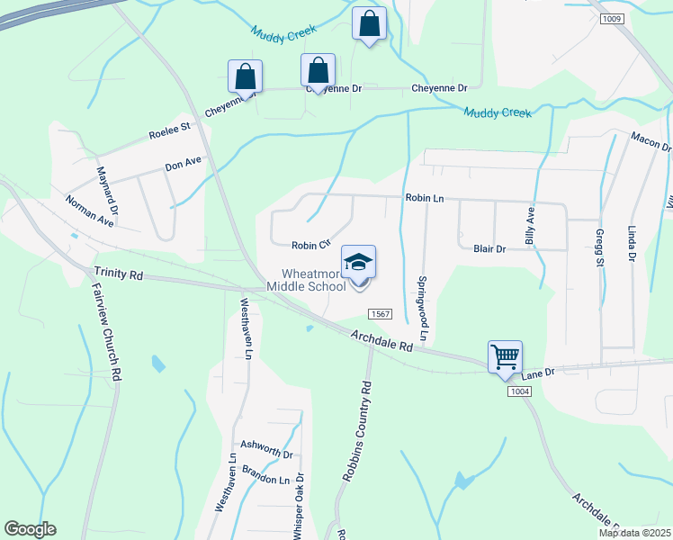 map of restaurants, bars, coffee shops, grocery stores, and more near 118 Winchester Court in Trinity