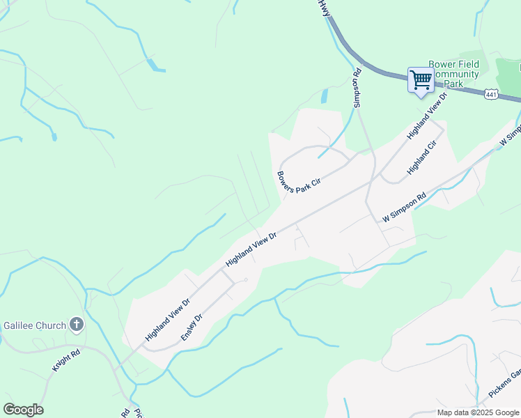 map of restaurants, bars, coffee shops, grocery stores, and more near 428 Bowers Park Circle in Knoxville