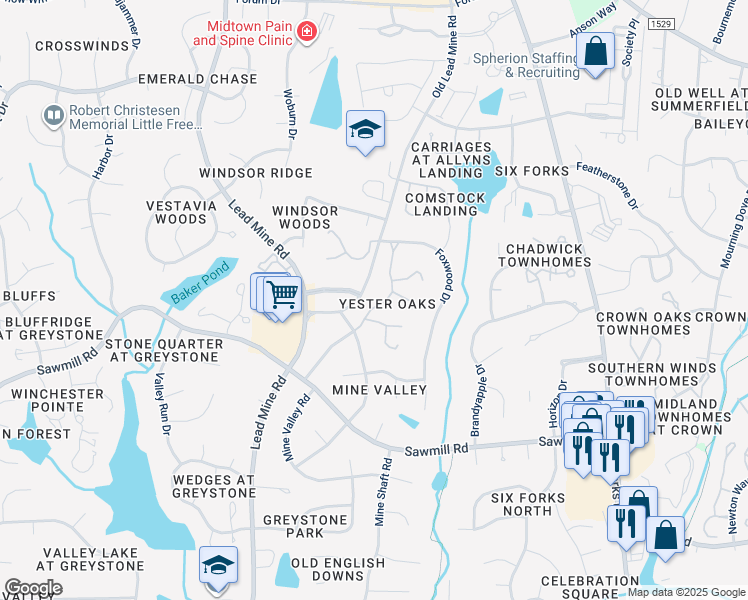 map of restaurants, bars, coffee shops, grocery stores, and more near 900 Paverstone Drive in Raleigh