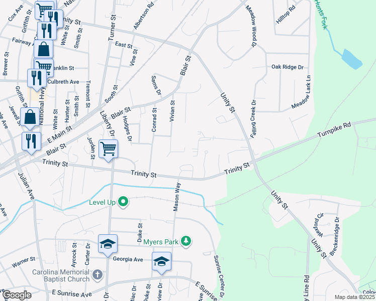 map of restaurants, bars, coffee shops, grocery stores, and more near 10 Savannah Lane in Thomasville