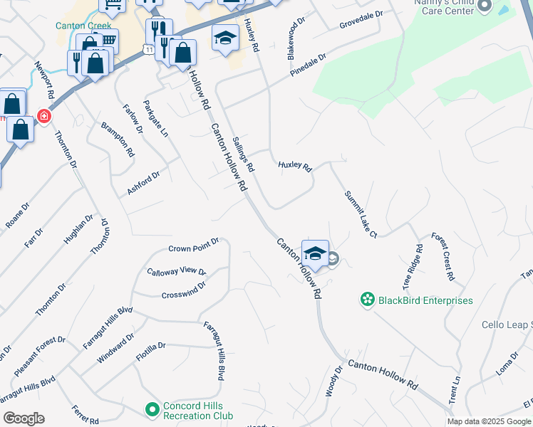 map of restaurants, bars, coffee shops, grocery stores, and more near 10919 Sallings Road in Knoxville
