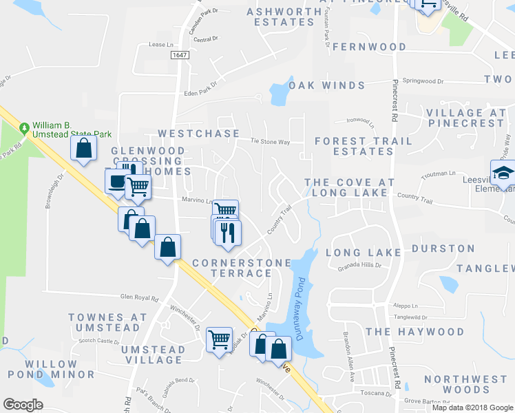 map of restaurants, bars, coffee shops, grocery stores, and more near 8204 Stone Cellar Drive in Raleigh