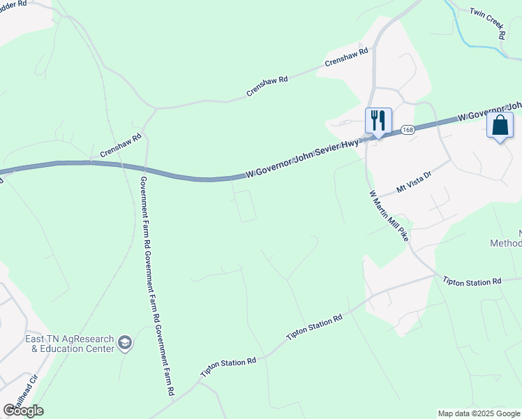 map of restaurants, bars, coffee shops, grocery stores, and more near 7121 Dan Rose Road in Knoxville