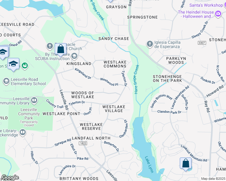 map of restaurants, bars, coffee shops, grocery stores, and more near 4112 Worley Drive in Raleigh