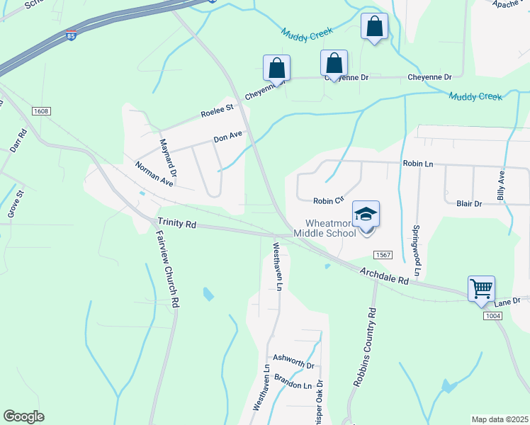 map of restaurants, bars, coffee shops, grocery stores, and more near 114 English Court in Trinity