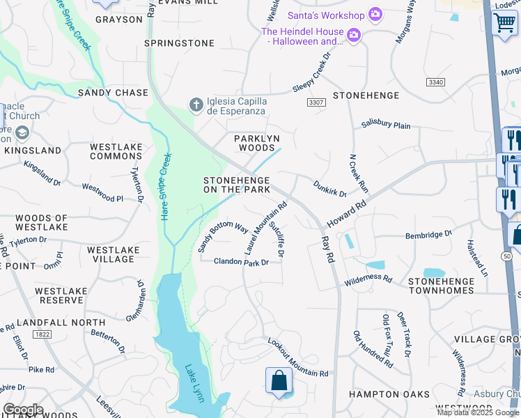 map of restaurants, bars, coffee shops, grocery stores, and more near 3209 Watkins Glen Court in Raleigh