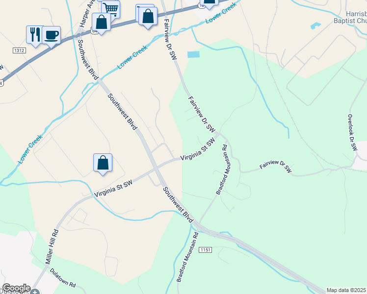 map of restaurants, bars, coffee shops, grocery stores, and more near 1126 Emerald Place Southwest in Lenoir
