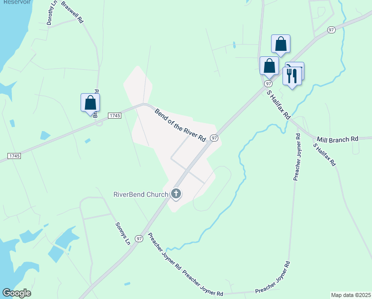 map of restaurants, bars, coffee shops, grocery stores, and more near 5285 Tabernacle Church Road in Rocky Mount