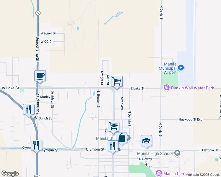 map of restaurants, bars, coffee shops, grocery stores, and more near 100 West Lake Street in Manila