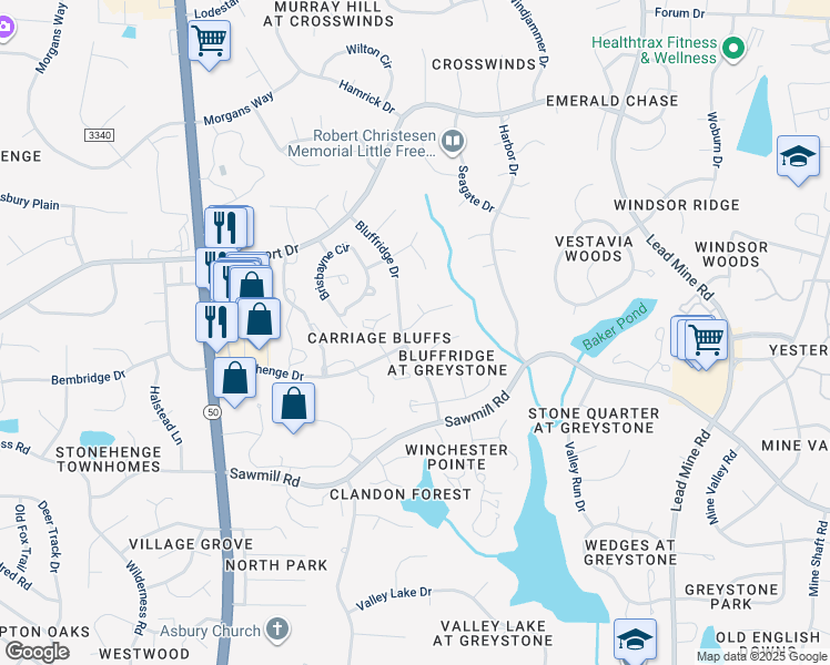 map of restaurants, bars, coffee shops, grocery stores, and more near 1229 Stone Creek Way in Raleigh