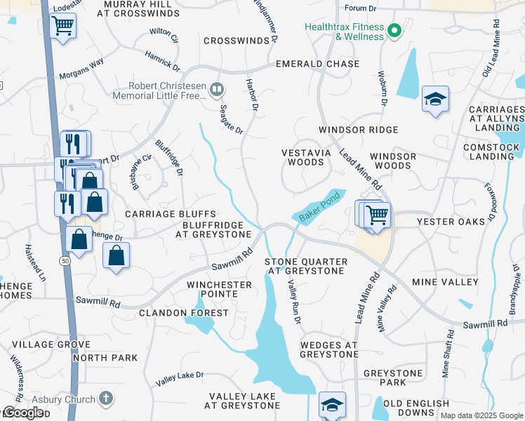 map of restaurants, bars, coffee shops, grocery stores, and more near 7808 Harbor Drive in Raleigh