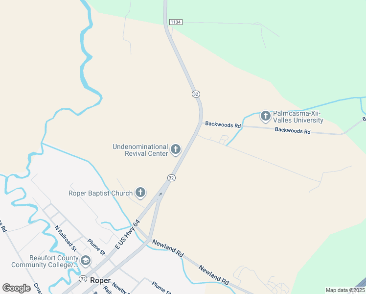 map of restaurants, bars, coffee shops, grocery stores, and more near 8395 North Carolina 32 in Roper