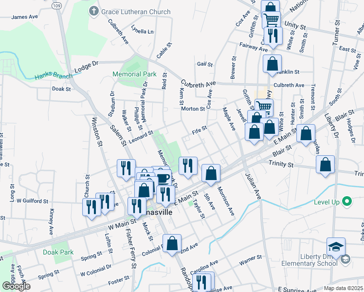 map of restaurants, bars, coffee shops, grocery stores, and more near 118 Cates Avenue in Thomasville