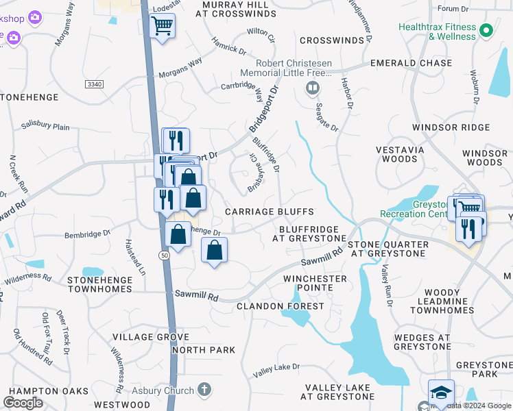 map of restaurants, bars, coffee shops, grocery stores, and more near 7919 Footman Way in Raleigh