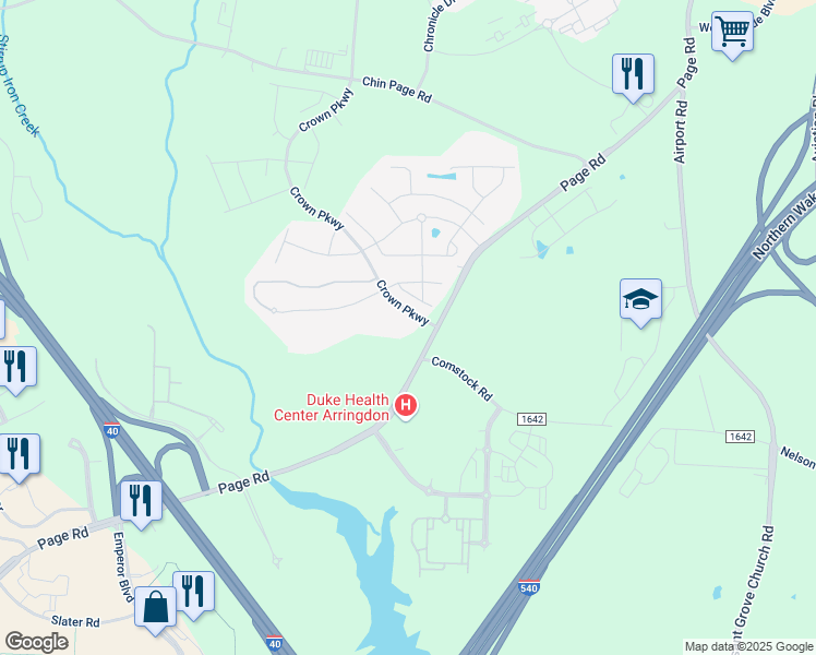 map of restaurants, bars, coffee shops, grocery stores, and more near 203 Cambria Lane in Morrisville