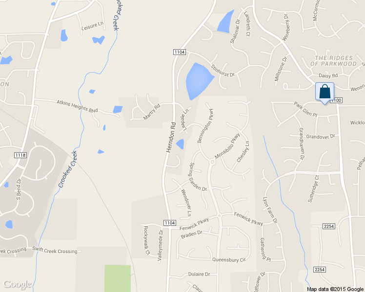 map of restaurants, bars, coffee shops, grocery stores, and more near 7619 Herndon Road in Durham