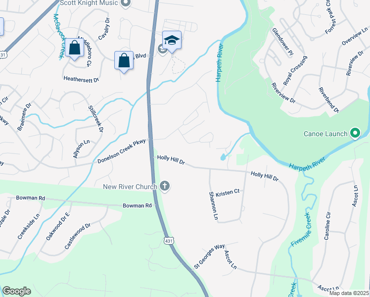 map of restaurants, bars, coffee shops, grocery stores, and more near 1107 Holly Hill Drive in Franklin