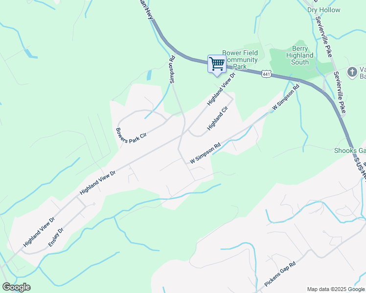 map of restaurants, bars, coffee shops, grocery stores, and more near 8712 Simpson Rd in Knoxville
