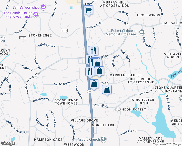 map of restaurants, bars, coffee shops, grocery stores, and more near 7320 Creedmoor Road in Raleigh