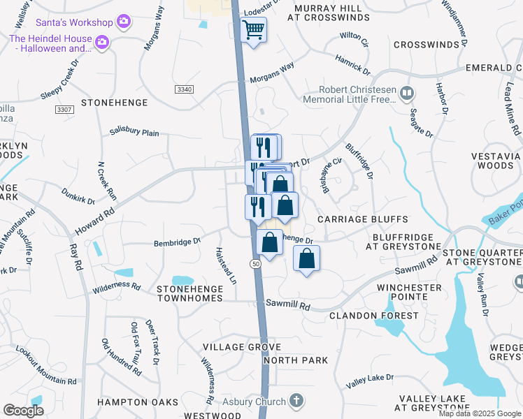 map of restaurants, bars, coffee shops, grocery stores, and more near 7320 Creedmoor Road in Raleigh