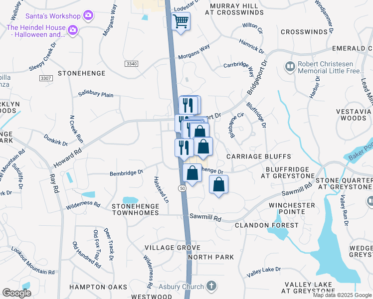 map of restaurants, bars, coffee shops, grocery stores, and more near 7320 Creedmoor Road in Raleigh