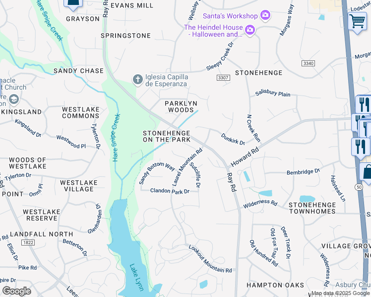 map of restaurants, bars, coffee shops, grocery stores, and more near 3209 Watkins Glen Court in Raleigh