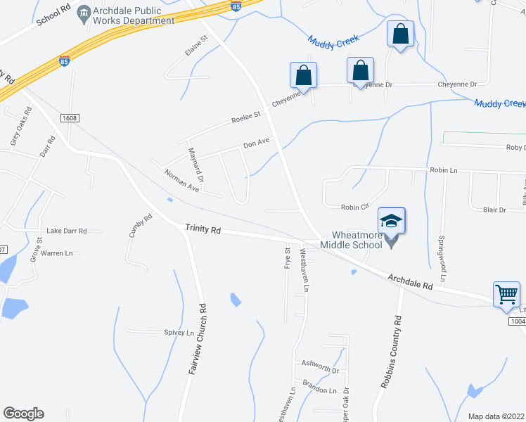 map of restaurants, bars, coffee shops, grocery stores, and more near 910 English Court in Trinity