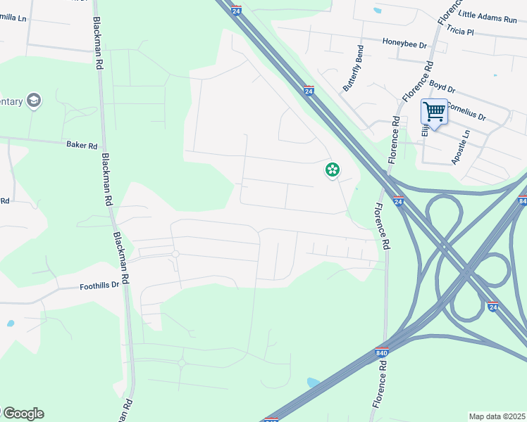 map of restaurants, bars, coffee shops, grocery stores, and more near 215 Heathrow Drive in Murfreesboro