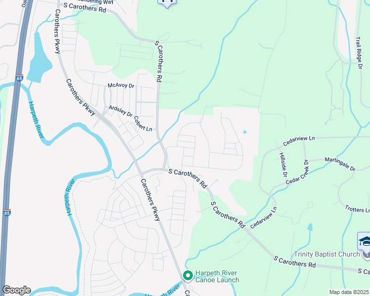 map of restaurants, bars, coffee shops, grocery stores, and more near 1089 Honey Bush Circle in Franklin