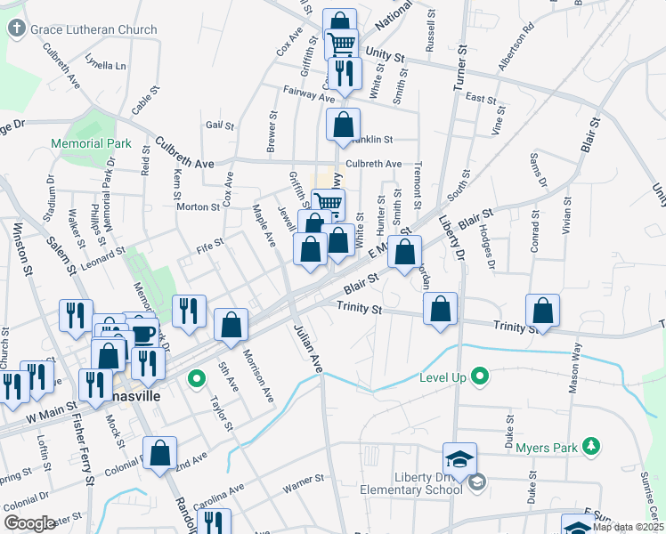 map of restaurants, bars, coffee shops, grocery stores, and more near 4 National Highway in Thomasville