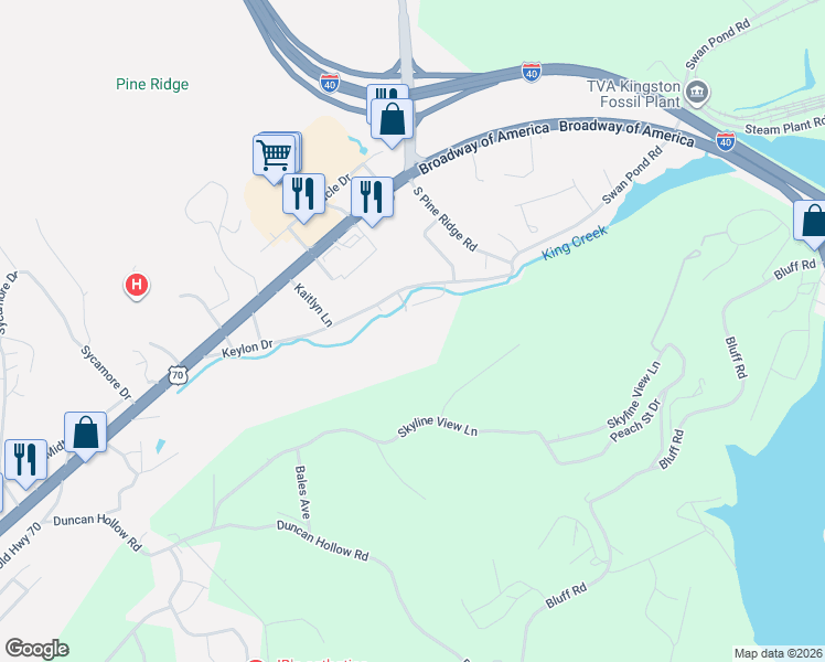map of restaurants, bars, coffee shops, grocery stores, and more near 328 Keylon Drive in Harriman