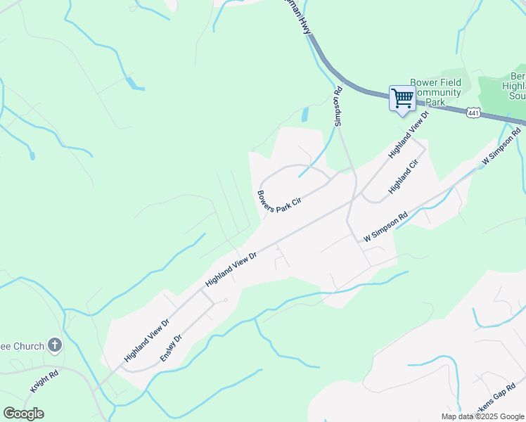 map of restaurants, bars, coffee shops, grocery stores, and more near 428 Bowers Park Circle in Knoxville