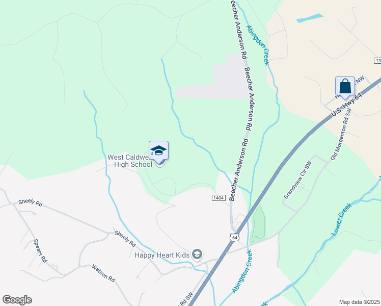 map of restaurants, bars, coffee shops, grocery stores, and more near 300 West Caldwell Drive in Lenoir