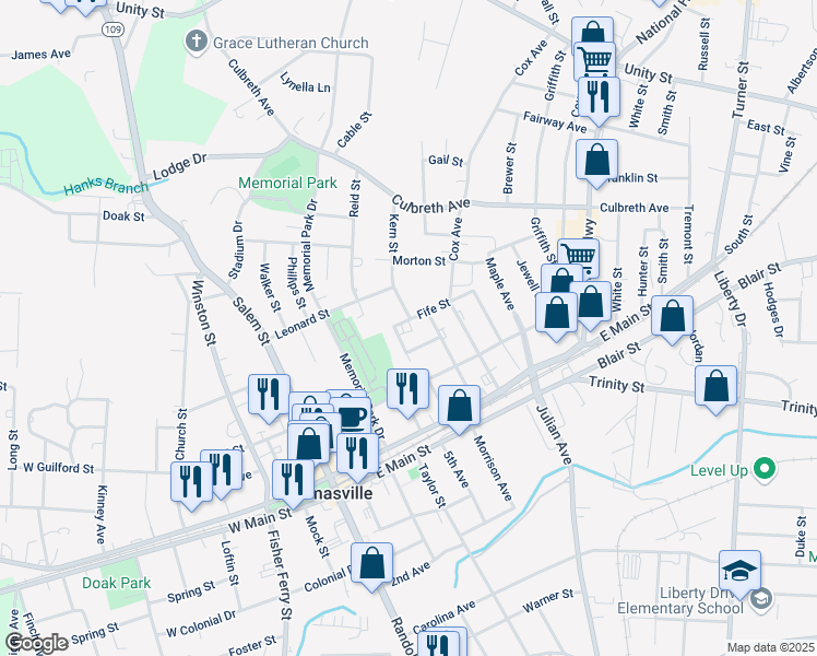 map of restaurants, bars, coffee shops, grocery stores, and more near 118 Cates Avenue in Thomasville